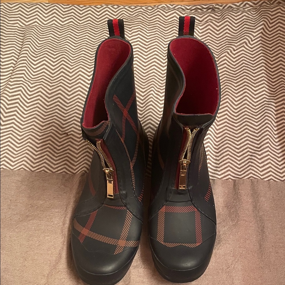 Stylish Black Tommy Hilfiger and Red Women's Boots